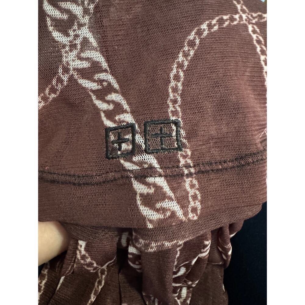 Ksubi Sheer Mesh Chain Print Turtleneck Top – Brown – XS-Y2k Grunge Indie Sleeze - Picture 6 of 6